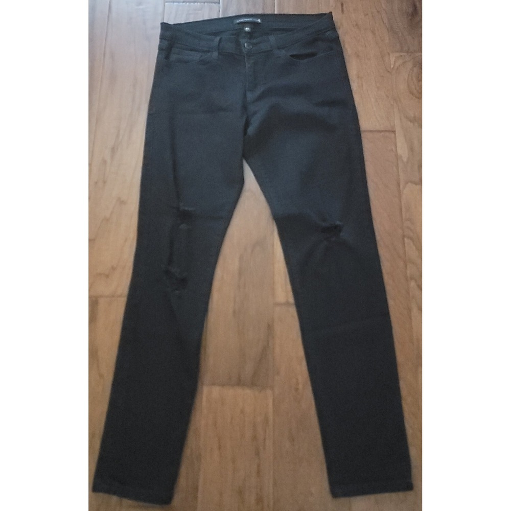 Flying Monkey Womens Platinum Black Skinny Distressed Jeans Sz 30x29 Made In USA
